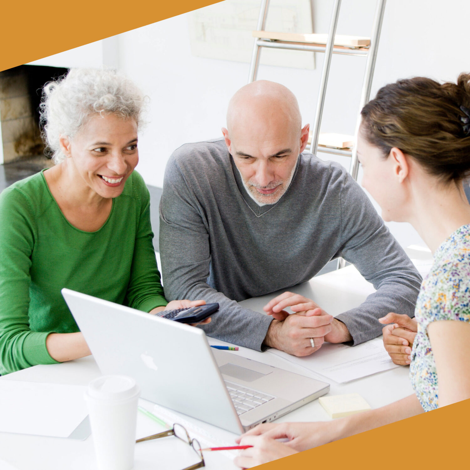 family discussing with financial consultant